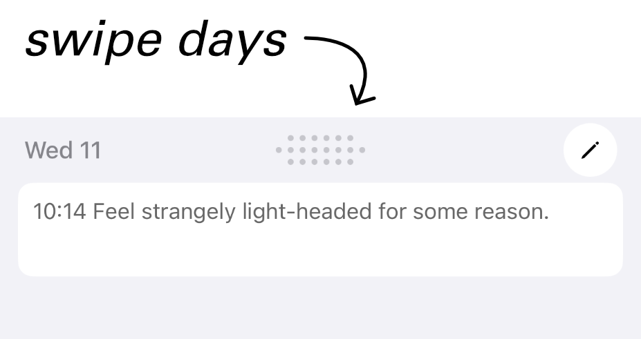 Swipe the note area to change days